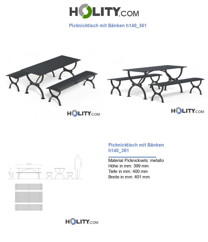 Picknicktisch mit Bänken h140_361