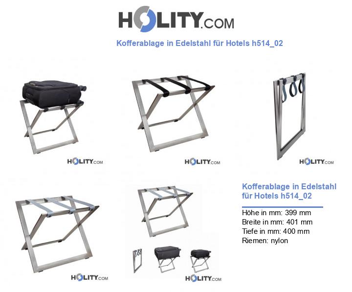 Kofferablage in Edelstahl für Hotels h514_02