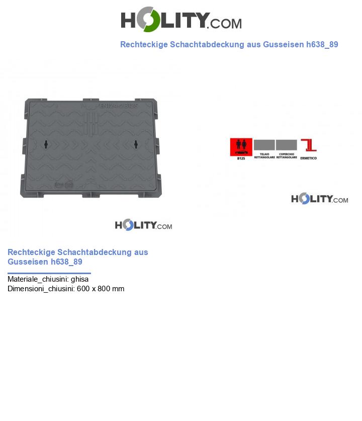 Rechteckige Schachtabdeckung aus Gusseisen h638_89